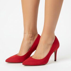Charles David Valentine Red Suede Pump Heel Shoes 6.5